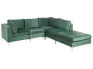 Modular Corner Sofa 4 Seater EVJA with Ottoman Velvet Green Left Hand_789574