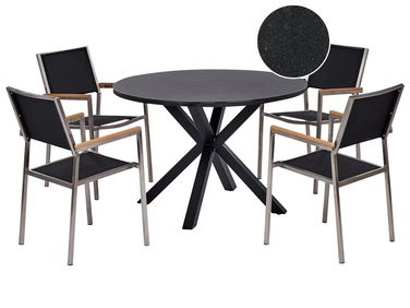 4 Seater Aluminium Garden Dining Set Glass Top Black MALETTO/GROSSETO 