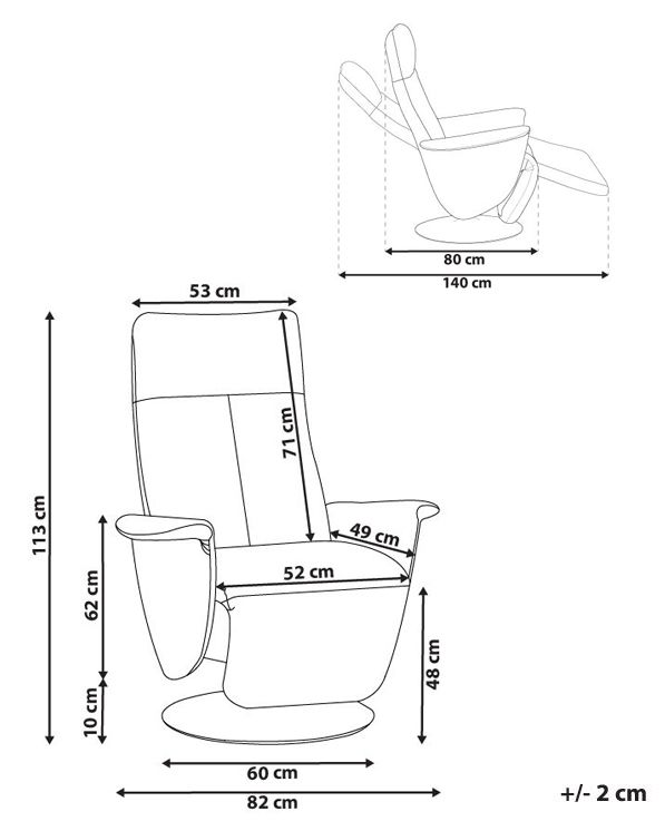 Recliner Chair PRIME with Footrest Faux Leather Grey_816303