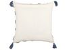 Cuscino cotone trapuntato beige e blu 45 x 45 cm JACARANDA_838667