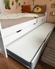 Trundle Bed Pine Wood PETIVILLE 90 x 200 cm (EU Single) White_991700