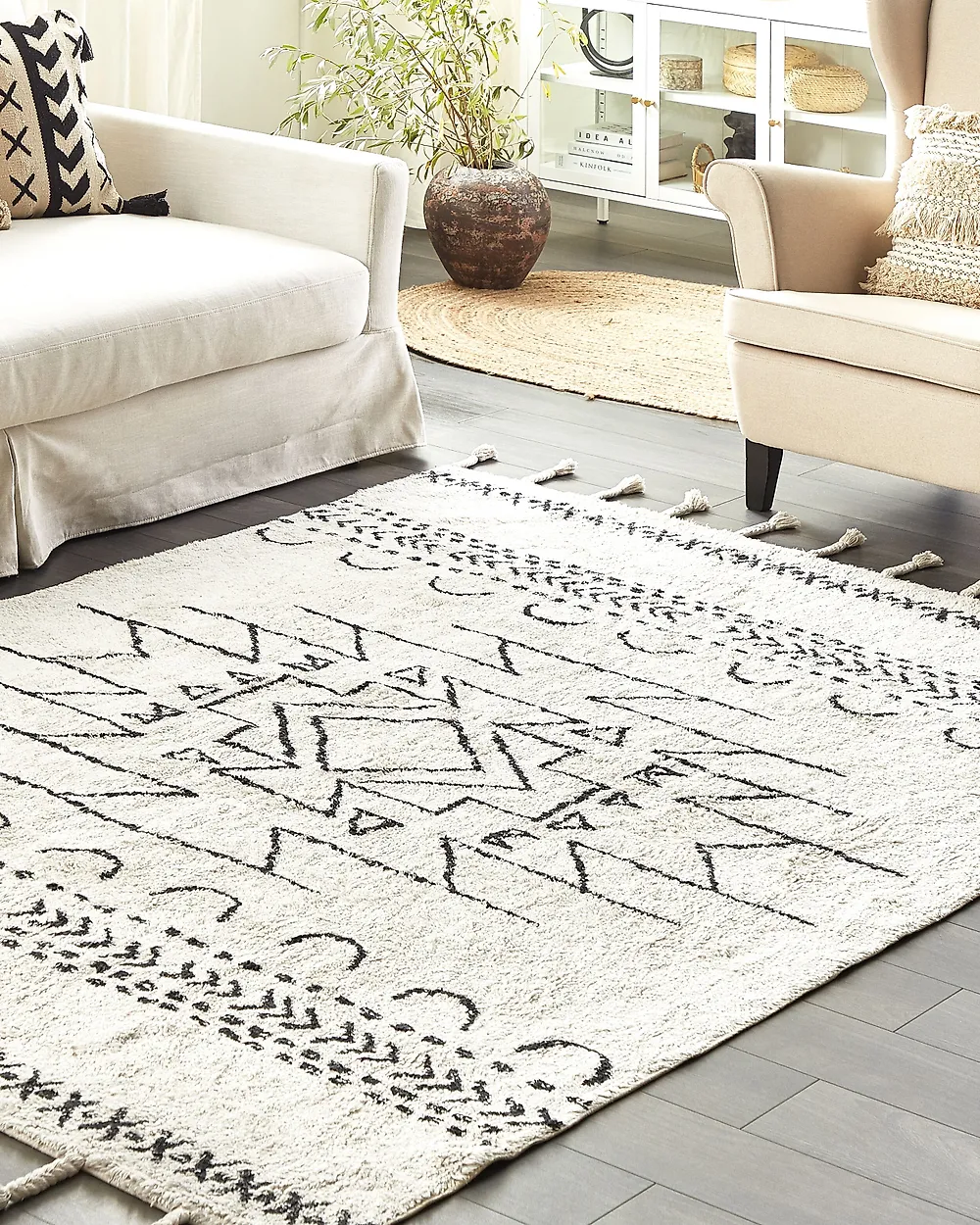 Rug KHOURIBGA Off-White 160 x 230 cm Cotton_1178512