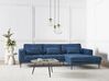 Left Hand Fabric Corner Sofa Blue FLAM_934573