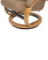 Recliner Chair with Footstool Faux Leather Beige FORCE_697901