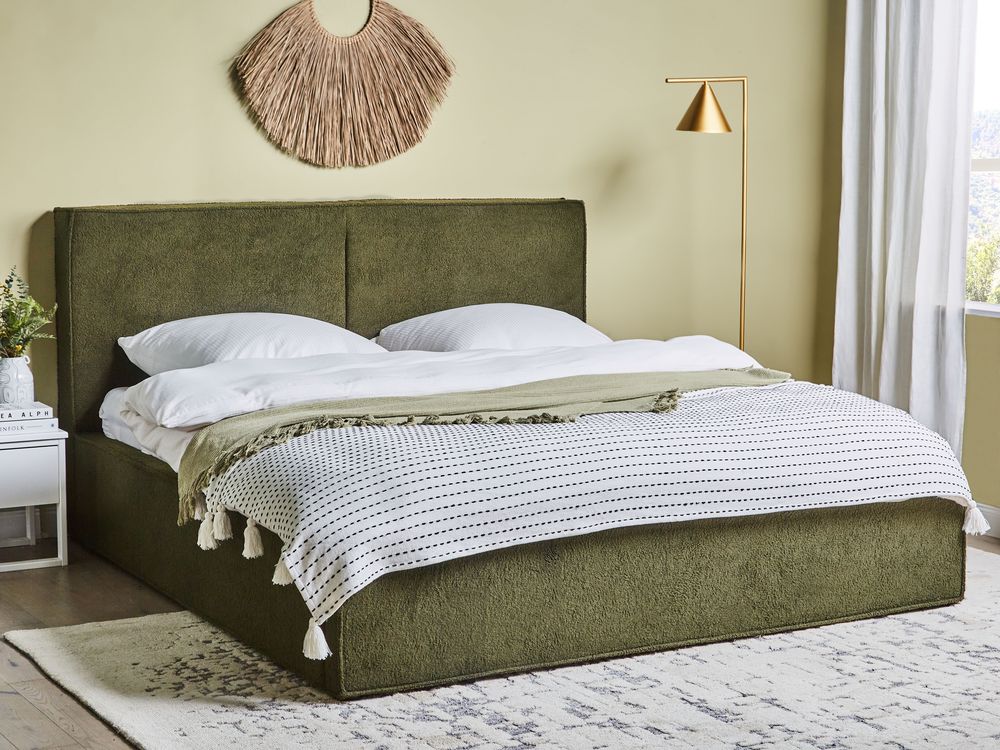 Lit ottoman MOISSAC Bouclé Vert foncé 180 x 200 cm