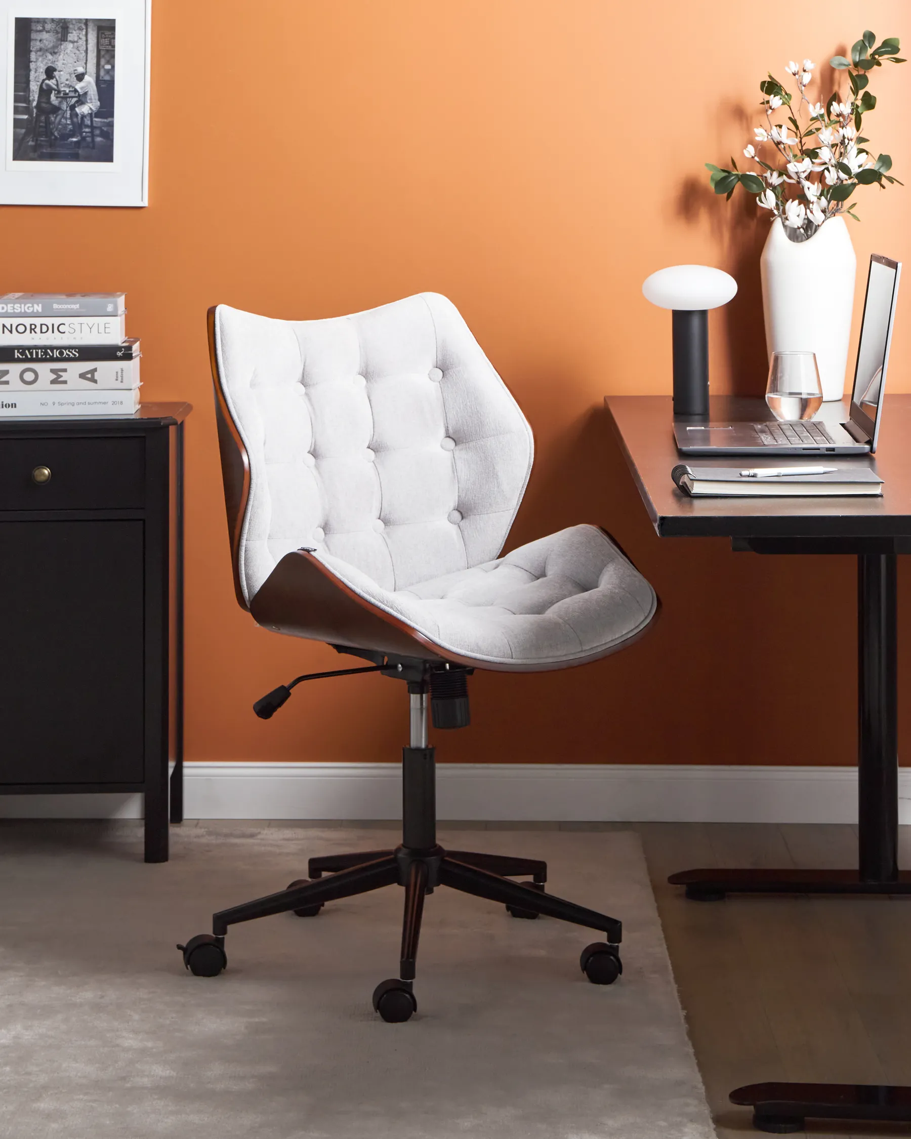 Sedia da scrivania LOMPOC Lino sintetico Grigio_962919