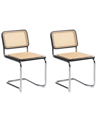 Sada 2 jídelních židlí CORDOVA Ratan Černá