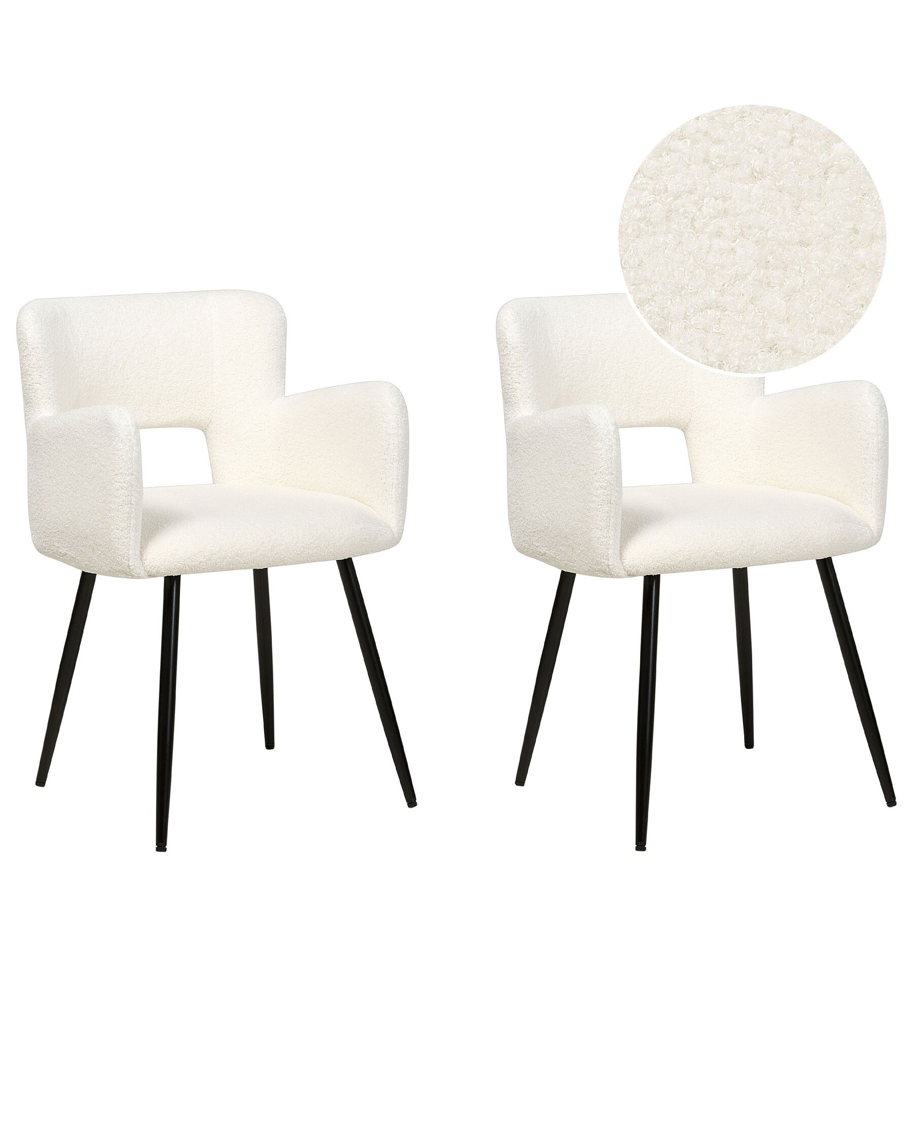 Sada 2 jídelních židlí s buklé čalouněním bílé SANILAC_877433