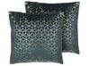 Lot de 2 coussins en velours bleu foncé avec motifs géométriques CELOSIA_770085