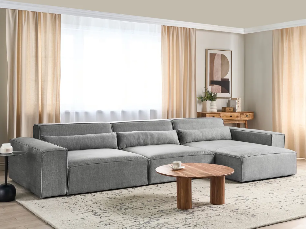 Modular Corner Sofa Seater HELLNAR Fabric Grey Left Hand - Main Image