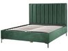 Sametová souprava nábytku postel 180 x 200 cm +2 noční stolky tmavě zelená SEZANNE_892560