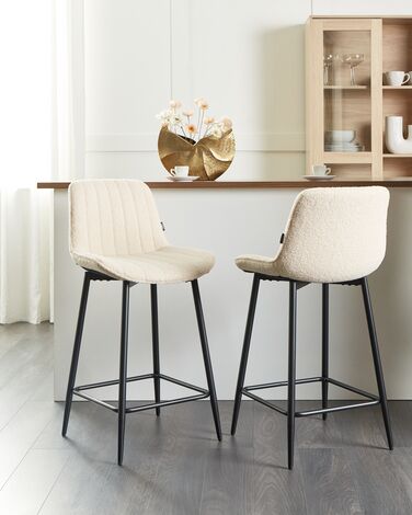 Set of 2 Boucle Bar Chairs Light Beige DUBROVNIK