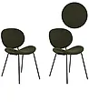 Set of 2 Dining Chairs LUANA Boucle Dark Green
