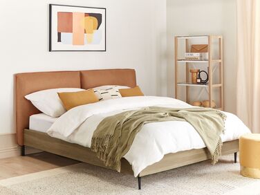 Faux Leather EU Super King Size Bed Golden Brown LIMANTON