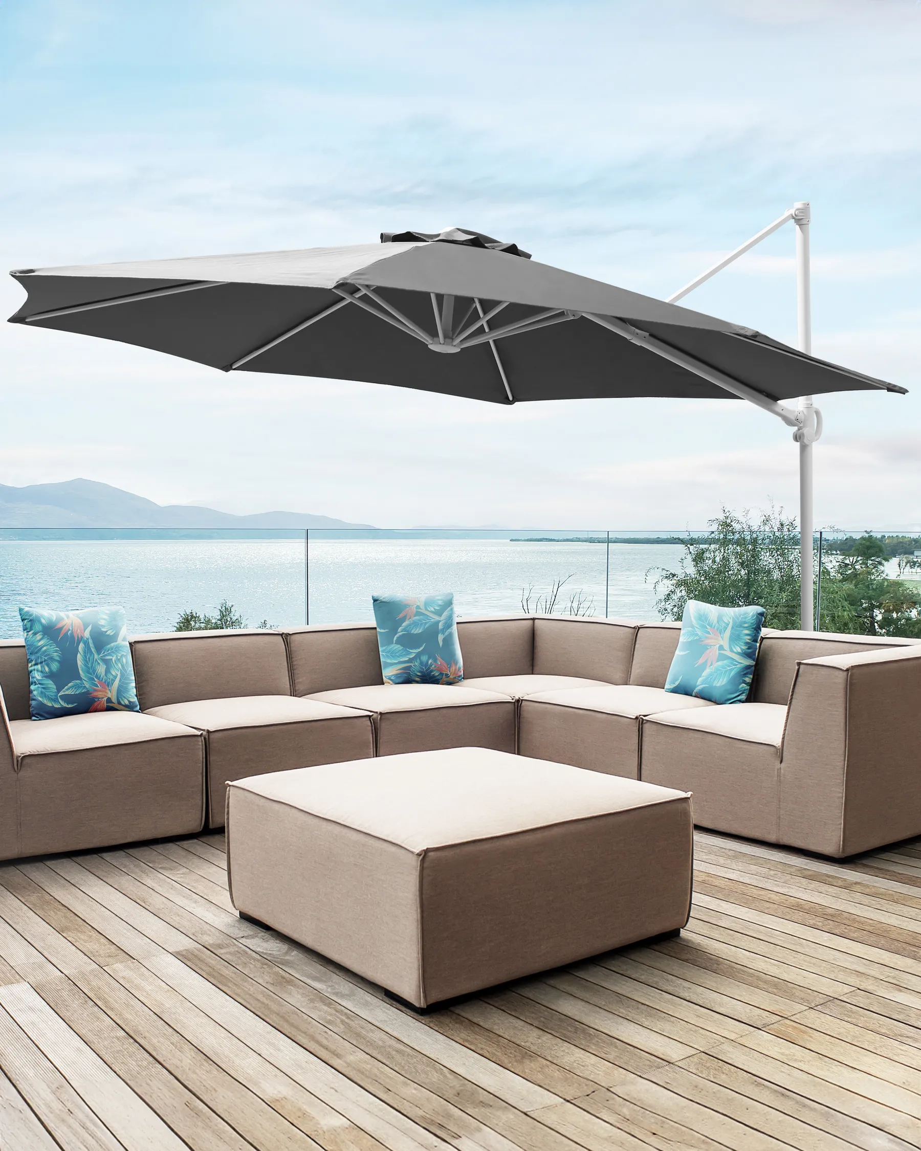 Parasol ogrodowy na wysięgniku 295 cm SAVONA II Ciemnoszary_828579