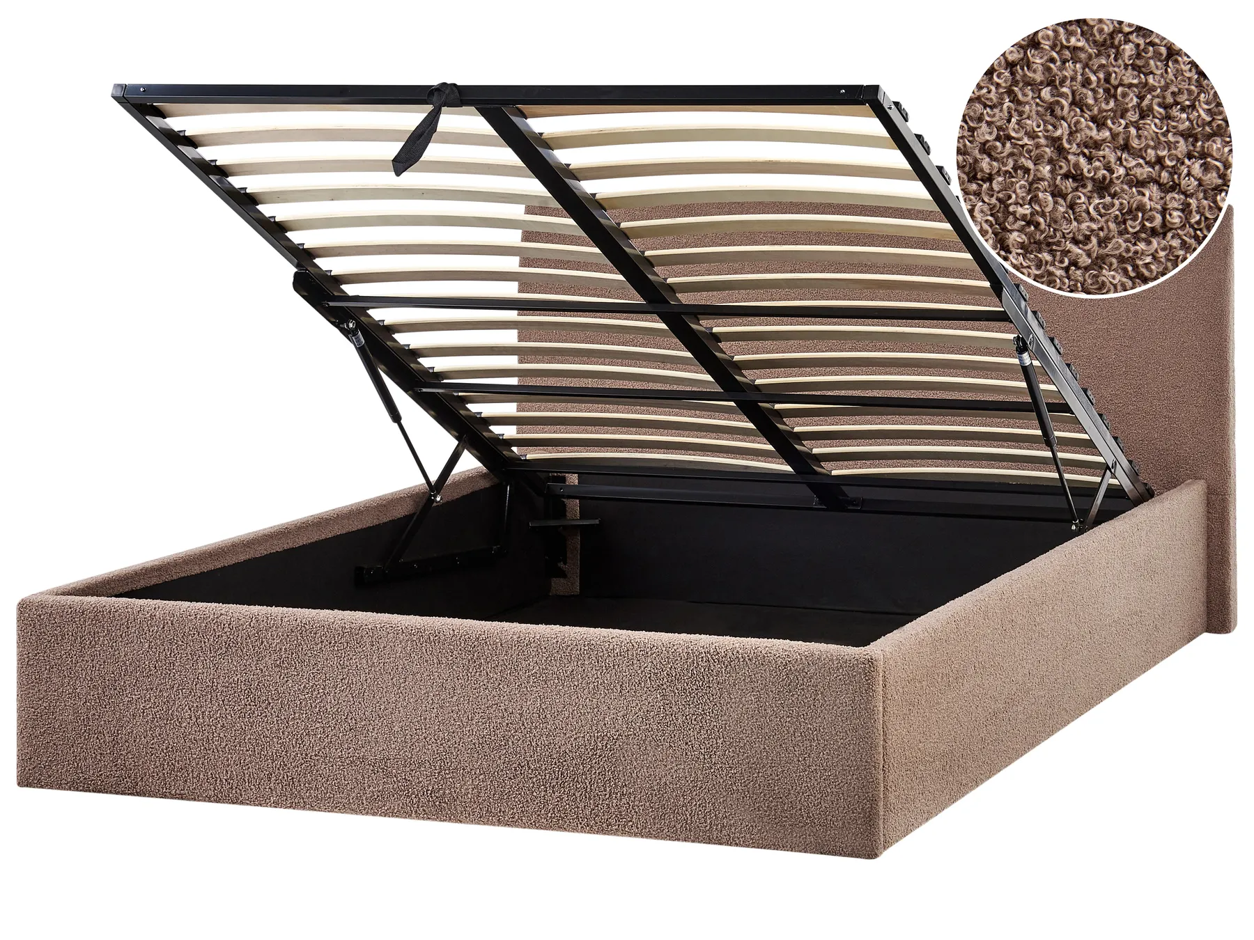 Bett mit Stauraum ORBEY Bouclé Braun 140 x 200 cm_964701