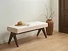 Upholstered Bench TAMRE Boucle Off-White/ Dark Brown