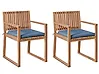 Set of 2 Garden Chairs with Cushions SASSARI PREMIUM Certified Acacia Wood Blue