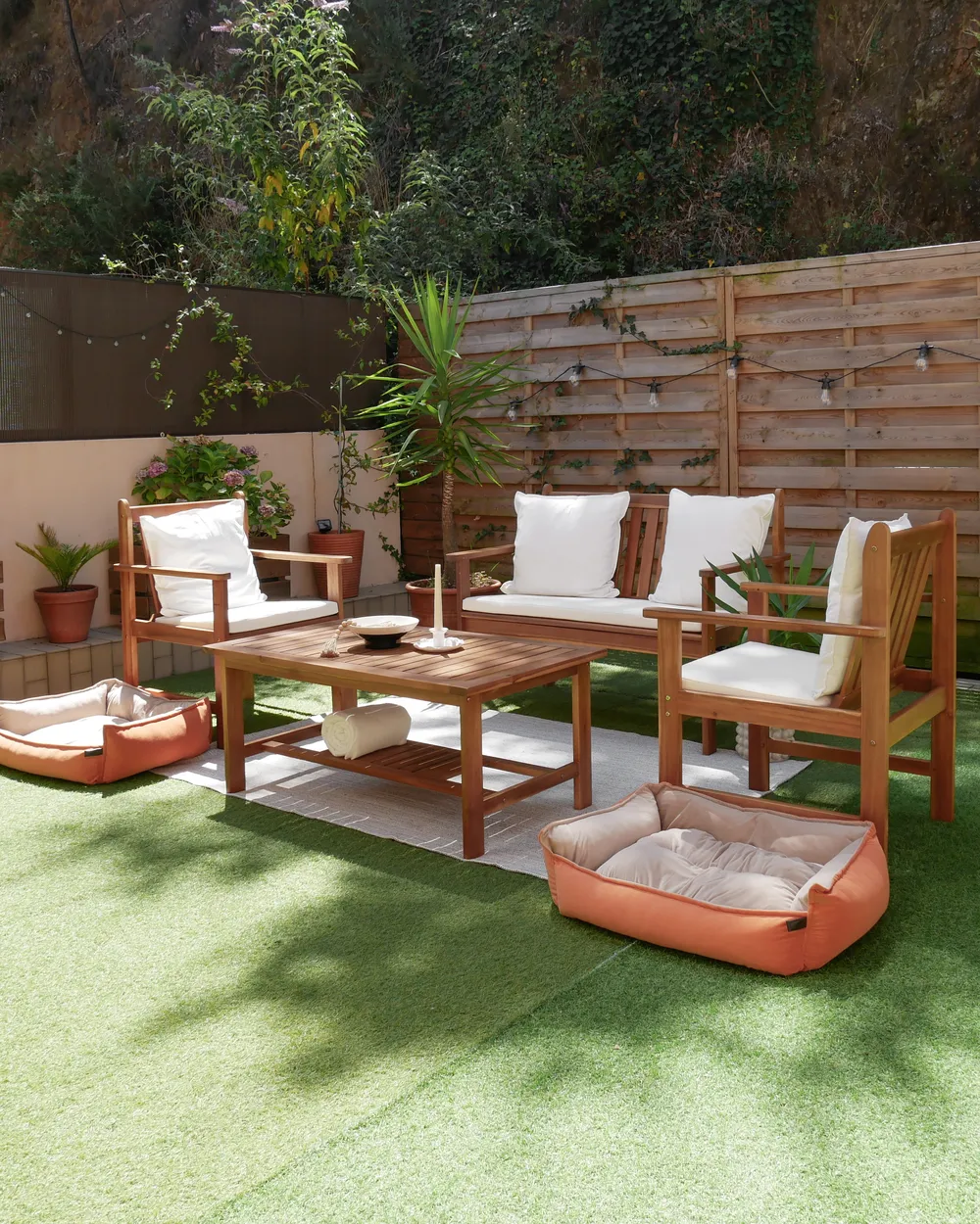 Set da giardino con tavolo 4 posti ALTIDONA Legno d'acacia Bianco sporco_933267