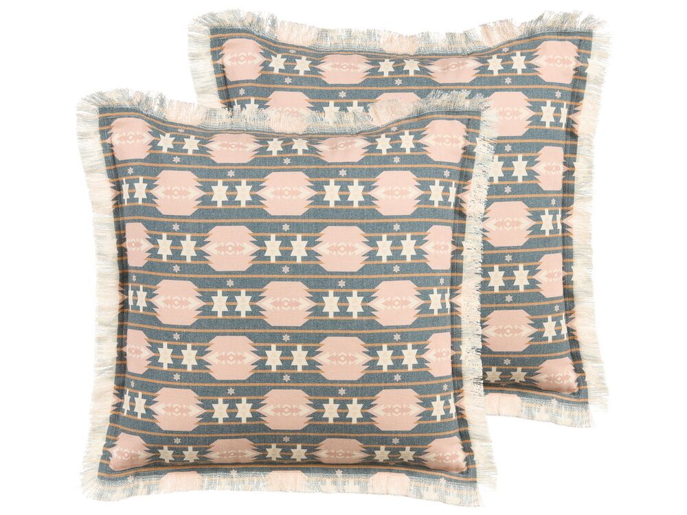Set di 2 cuscini DIANTHUS 60 x 60 cm Multicolore Trama geometrica