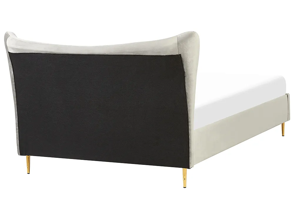 Bett mit Lattenrost Samtstoff CHALEIX 140 x 200 cm Hellgrau_844539