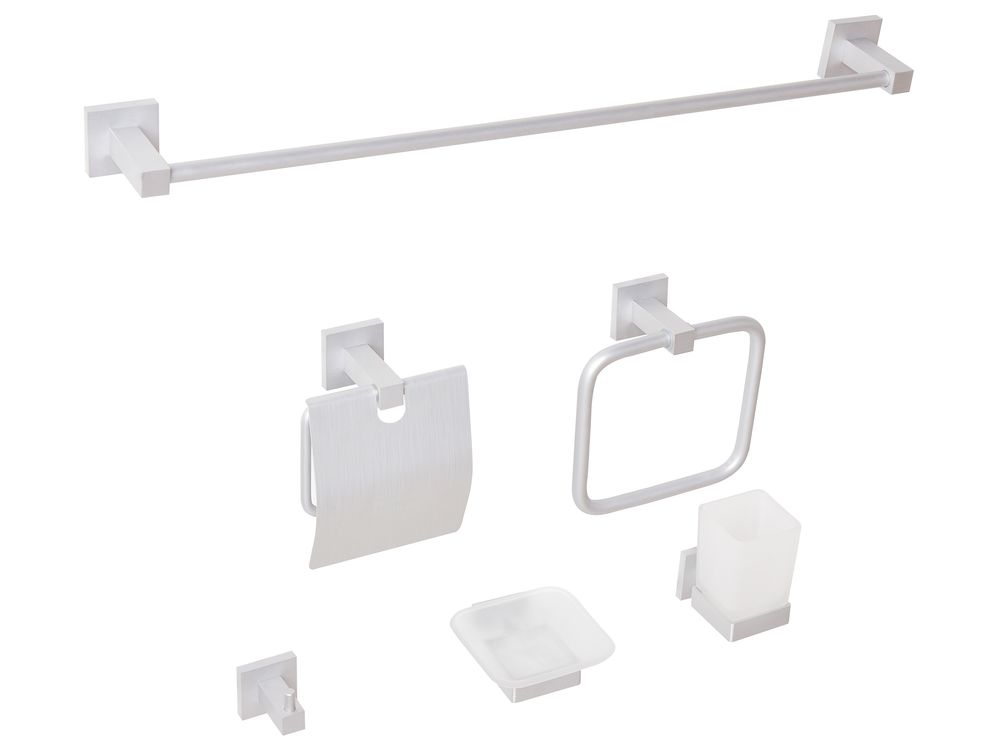 6-Piece Bathroom Hardware Set UVITA with Towel Bars and Hooks Silver