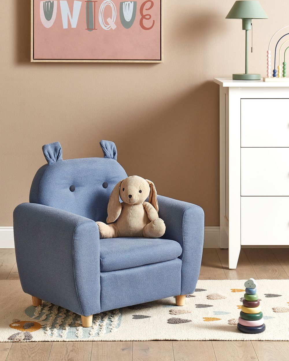 Kids Chair MARIBO Fabric Blue Beliani