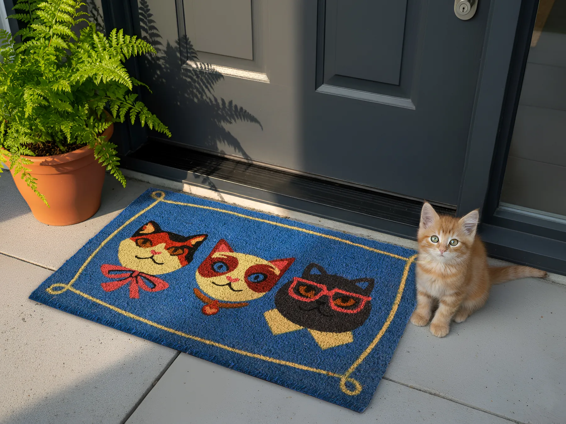 Doormat MOJICAP Multicolour 60 x 90 cm Cat Coir_1013219