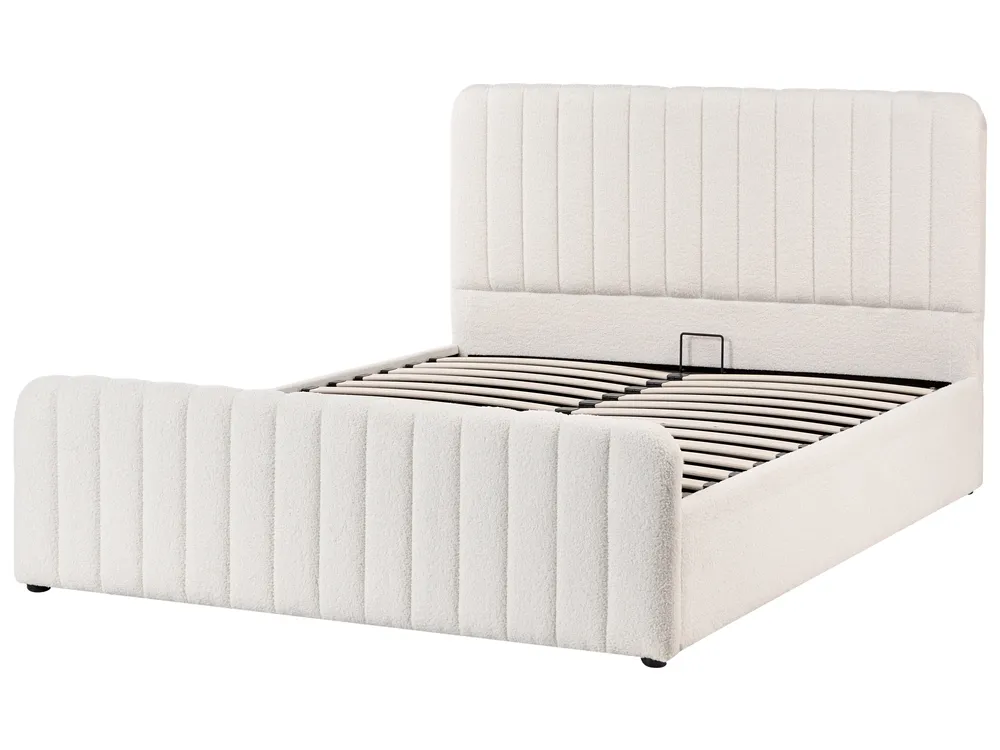 Ottoman Bed LUNAN Boucle White 140 x 200 cm (EU Double)_1048319