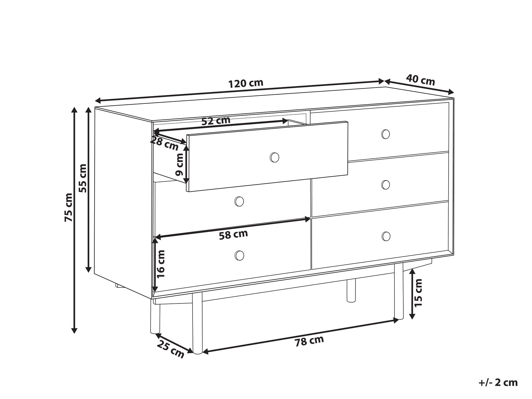 6 Drawer Chest Black ALCESTER_946149