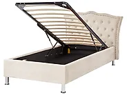 Bed met opbergruimte METZ Fluweel Beige 90 x 200 cm_861384