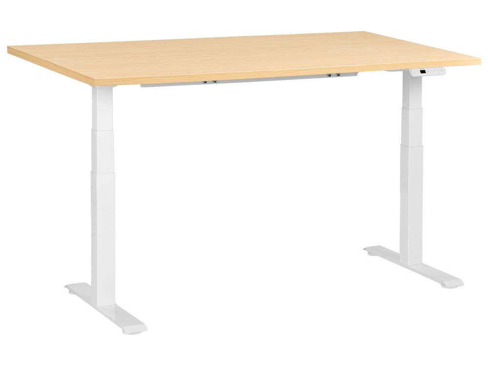 Schreibtisch elektrisch höhenverstellbar DESTINES 160 cm x 72 cm Hellbraun / Weiß