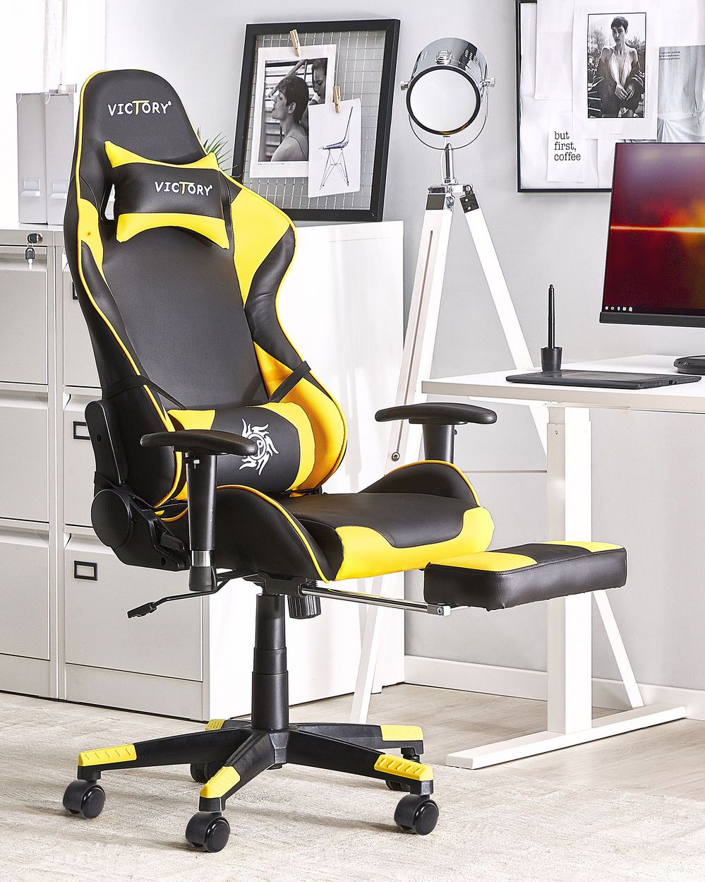 Gaming Chair VICTORY Faux Leather Yellow - Beliani.nl