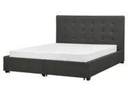 Bed with Storage Drawers LA ROCHELLE Fabric Dark Grey 160 x 200 cm (EU King Size)_904618