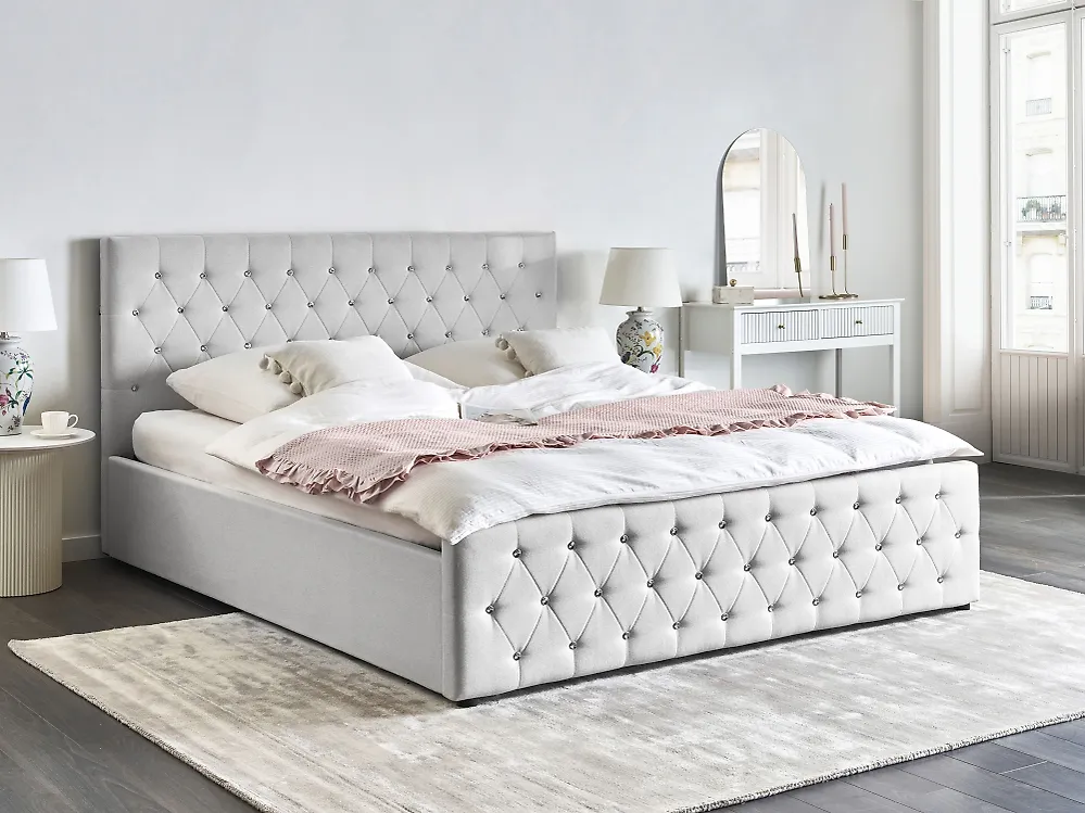Ottoman Bed AMIENS Fabric Beige 180 x 200 cm (EU Super King)