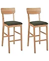 Set of 2 Bar Chairs AMBLER Light Brown/ Green