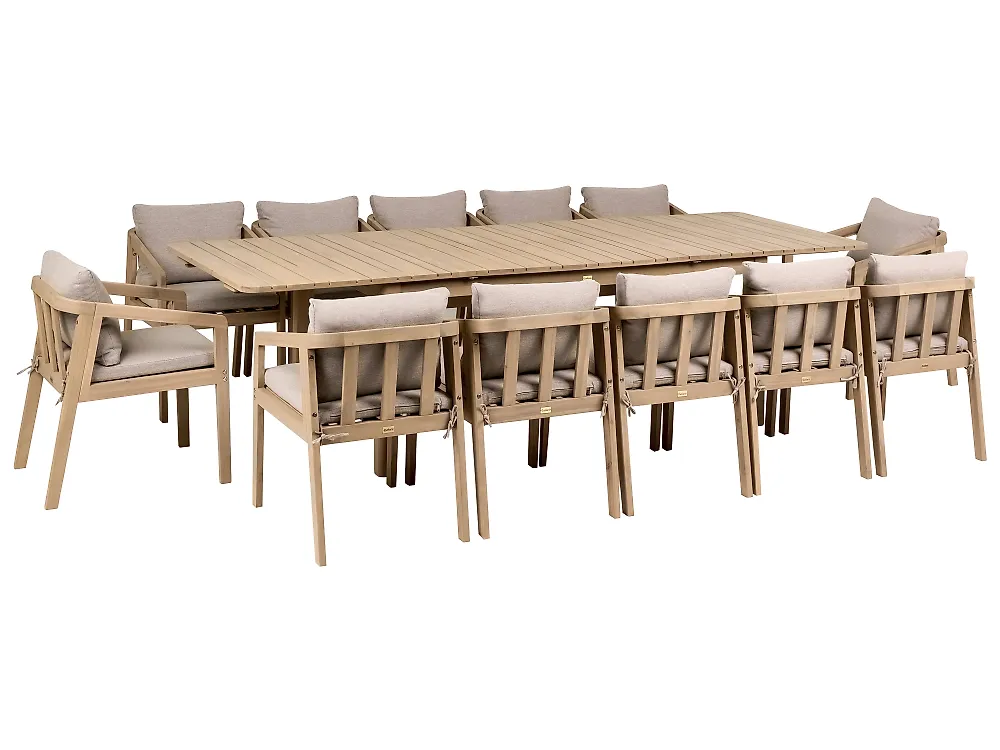 Garden Dining Set 12 Seater TOSCANELLA Certified Acacia Wood Light Brown
