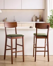 Set of 2 Bar Chairs AMBLER Wood Dark Brown/ Green_1010728