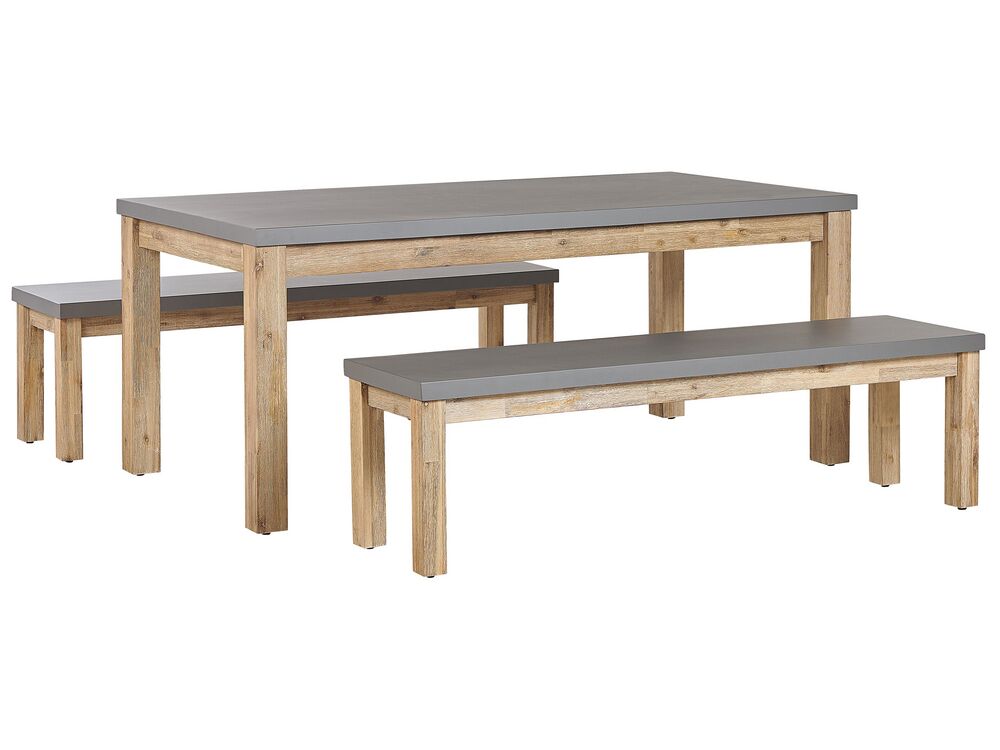 Conjunto de comedor exterior con bancos 6 plazas OSTUNI Cemento Gris