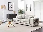 Sofa 2 Seater HEDEN with Cushion Fabric Light Beige_1178994