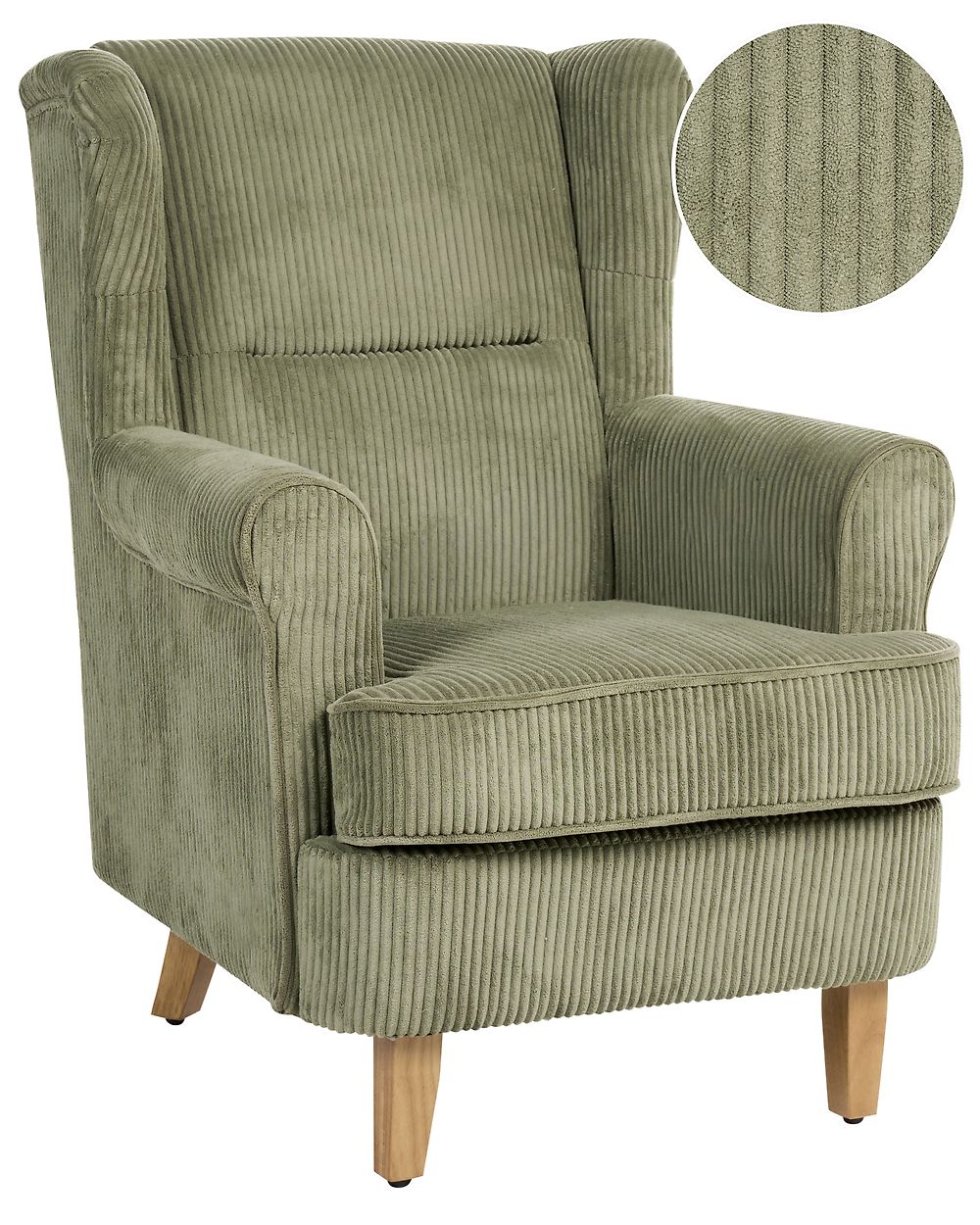 Wingback Chair ABSON Corduroy Green