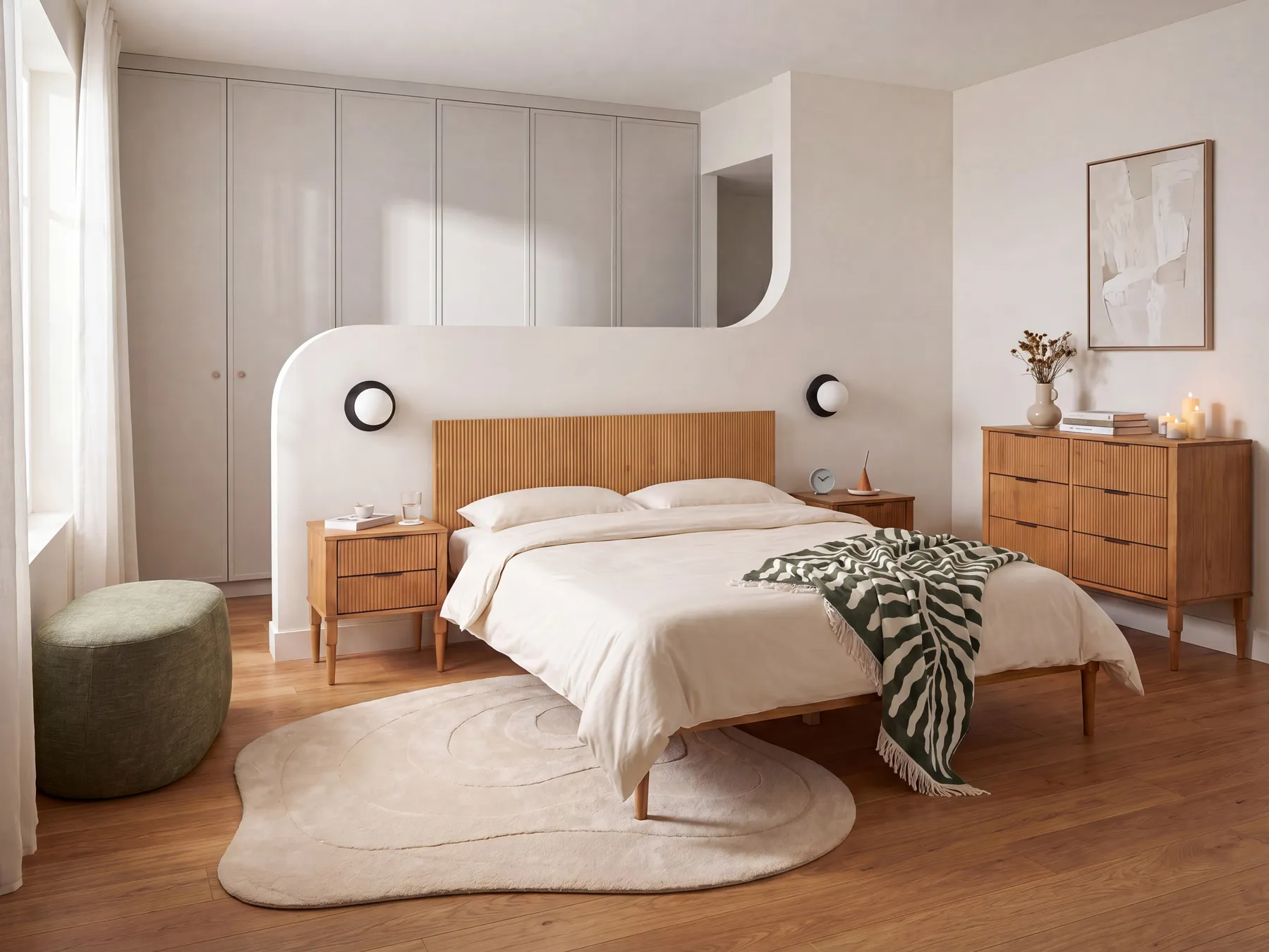 Bedroom Set Pine Wood AMBAZAC 160 x 200 cm (EU King Size) Light Brown_1118944