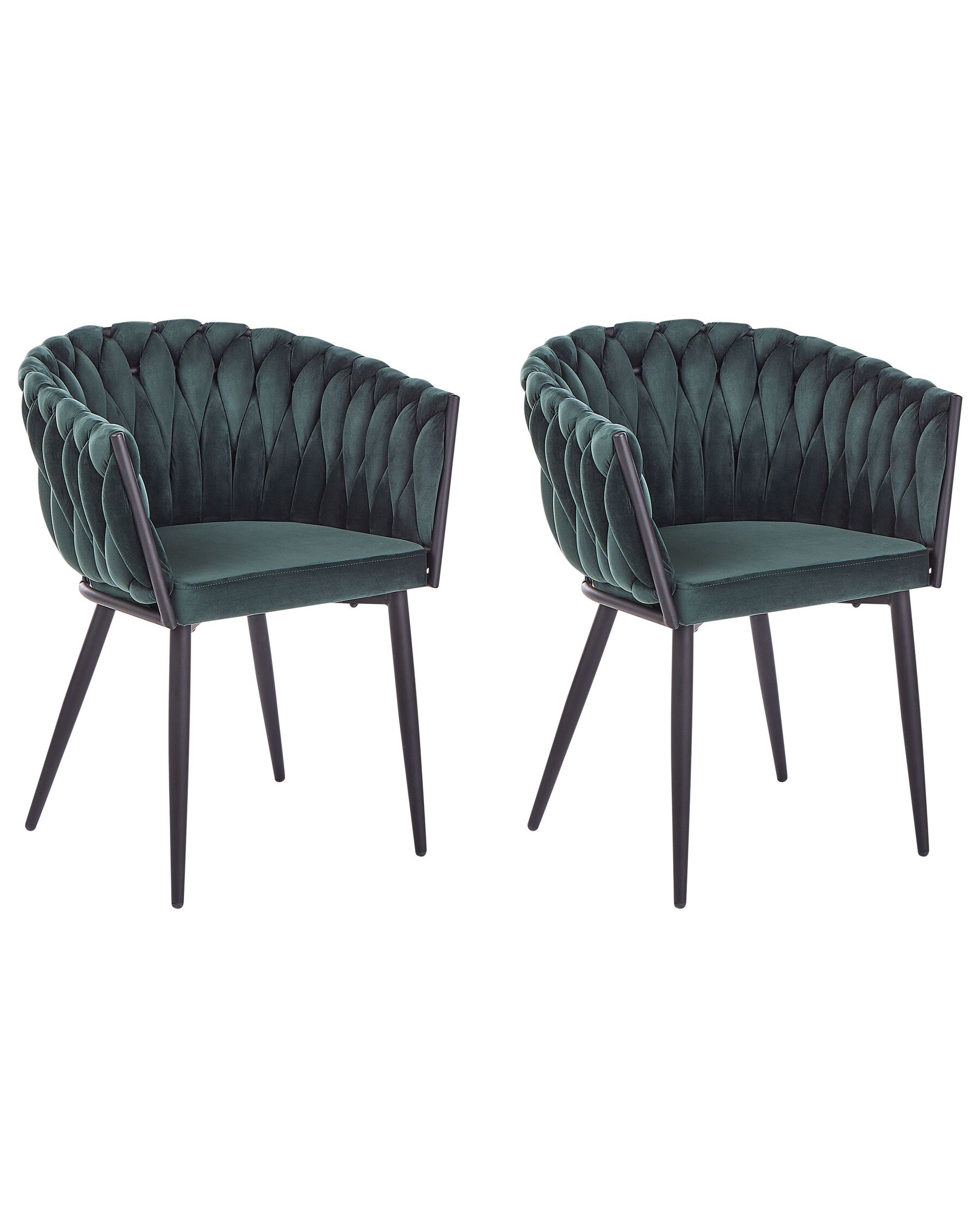 Sada 2 sametových jídelních židlí tmavě zelená MILAN_925935