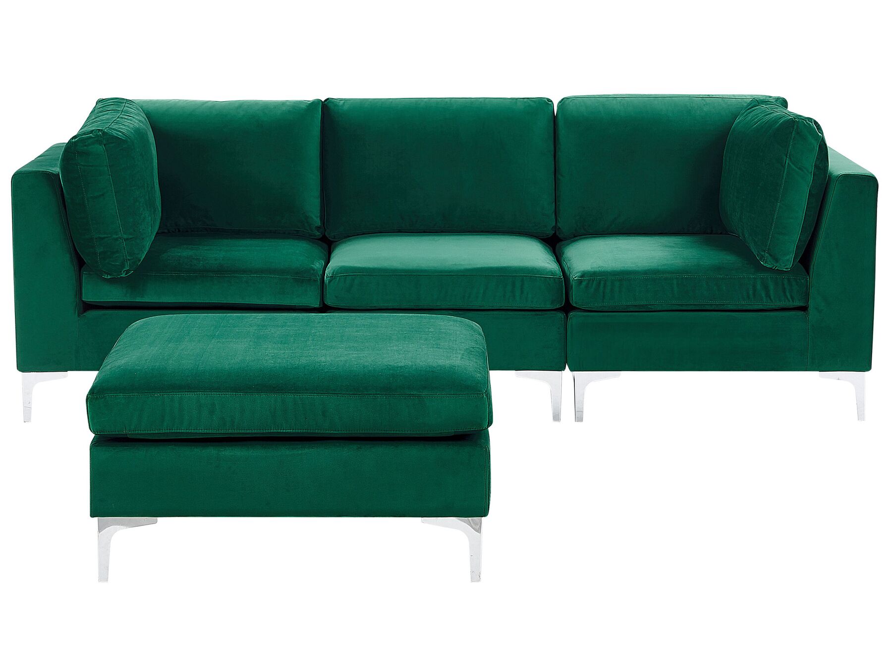 Sofa modułowa 3-osobowa z otomaną welurowa zielona EVJA_789430