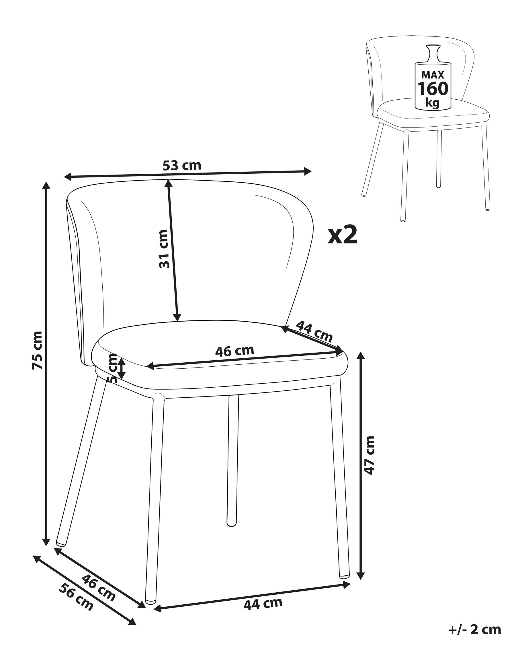 Set di 2 sedie da pranzo HOSKIN Pelle sintetica Marrone_1058368