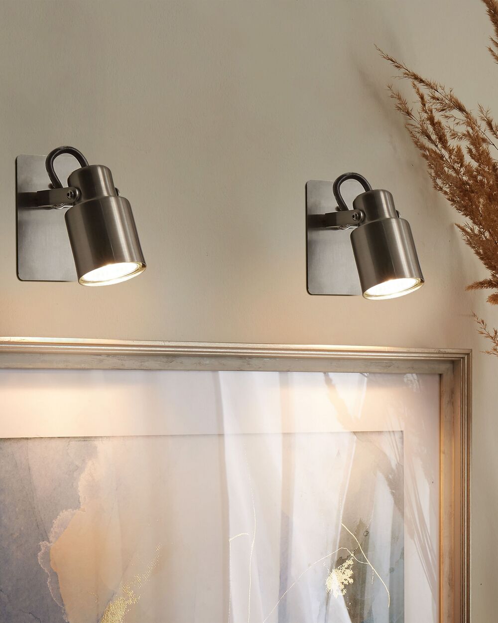 Sæt af 2 spotlight-lamper BONTE Justerbar Metal Sølv
