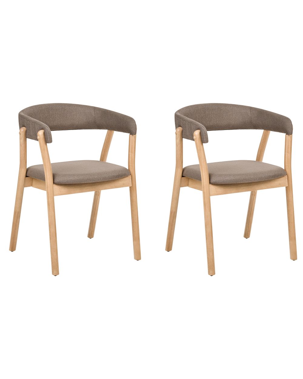 Set of 2 Dining Chairs MYLO Fabric Light Brown/ Brown