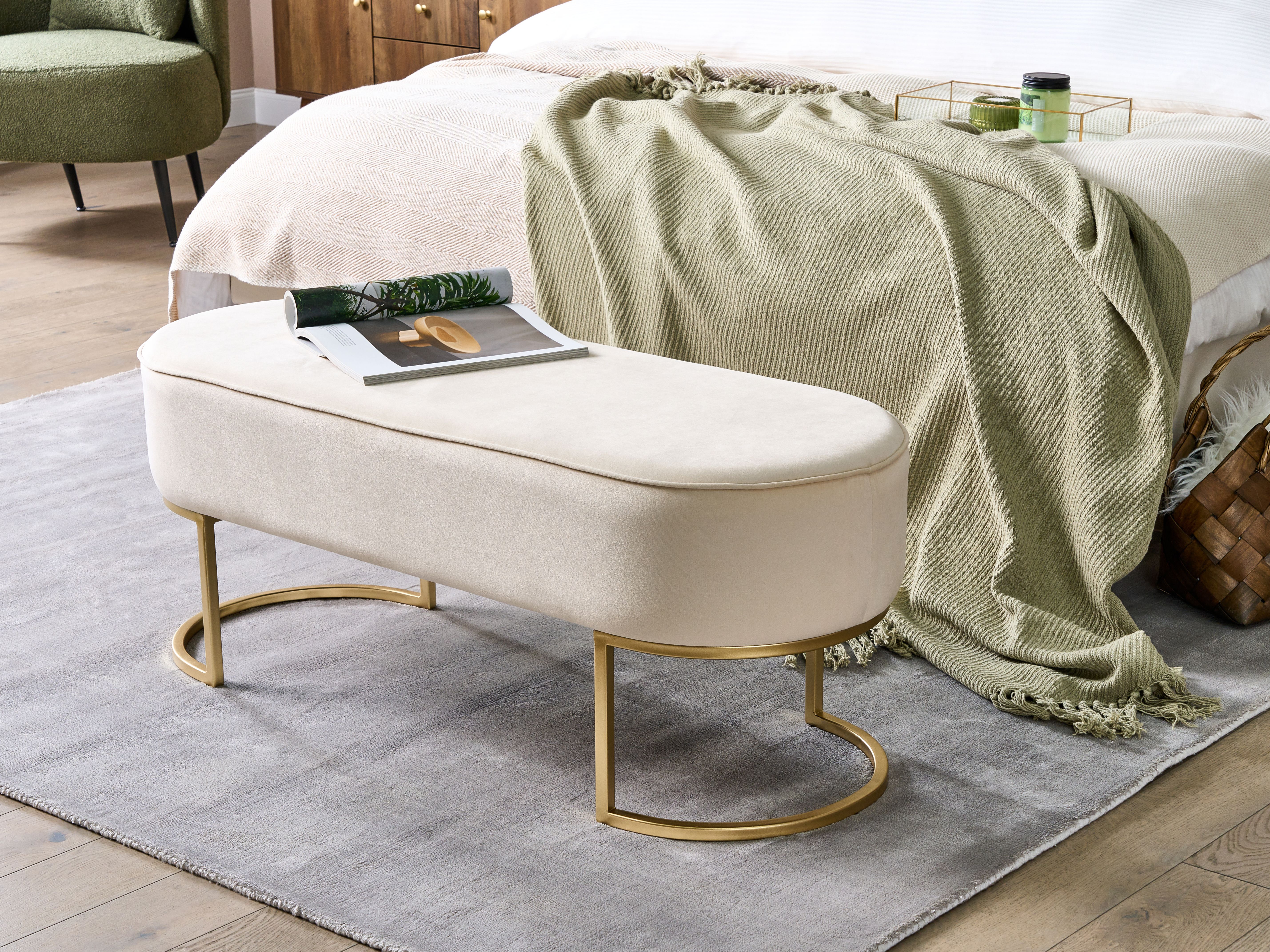 Velvet Bench Cream MILRY Beliani