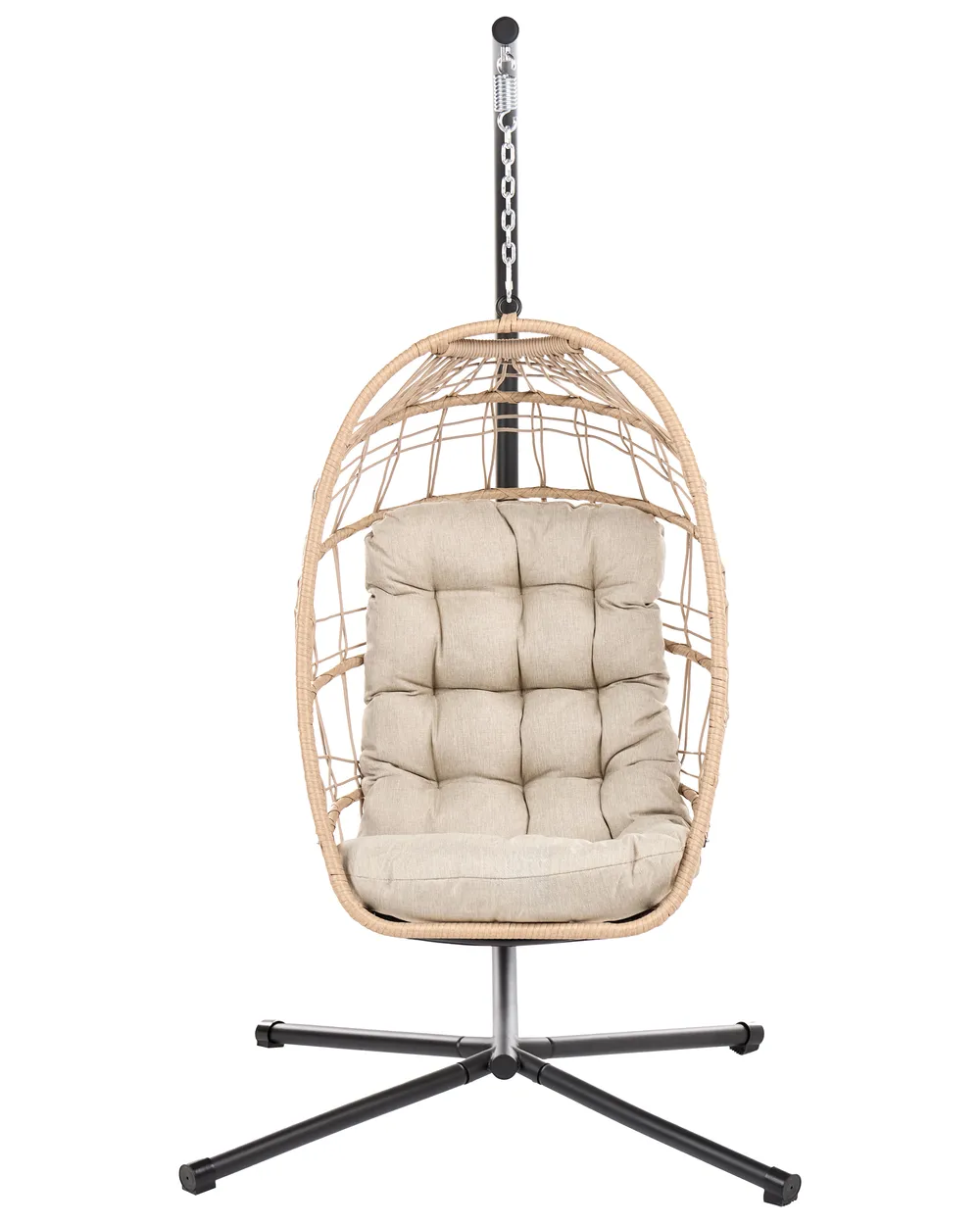 Hanging Chair with Stand MORNESE Metal Natural_1146568