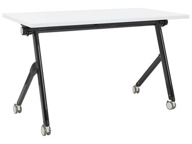 Folding Office Desk with Casters 120 x 60 cm White and Black BENDI